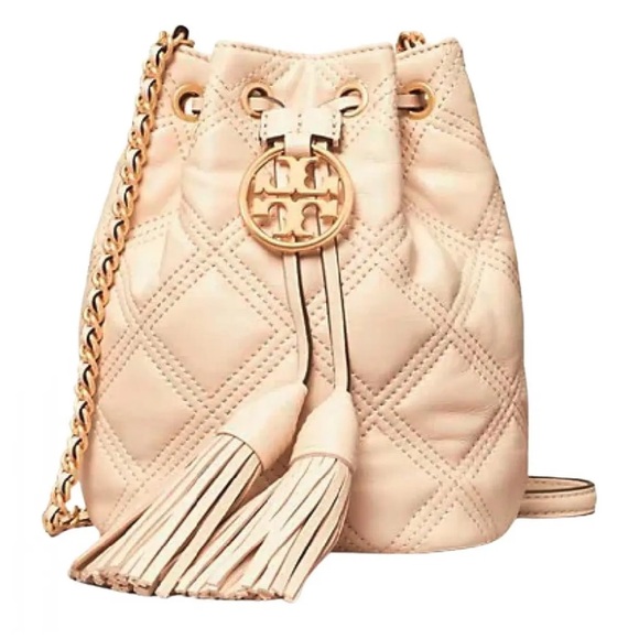 Tory Burch Fleming Soft Mini Bucket Bag Cream beige